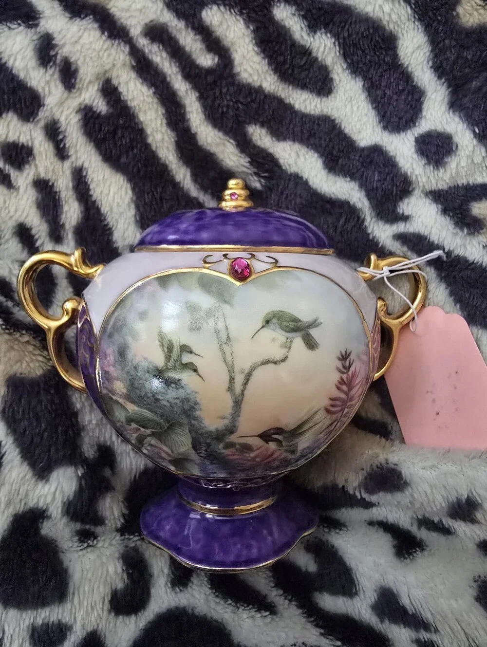 N°1532A RARE Ardleigh Elliott Nature Jeweled Treasures porcelain Music Box.2000